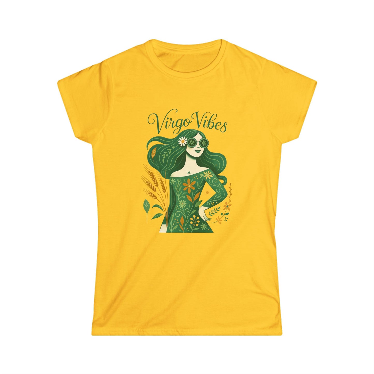 Virgo Vibes Women’s Softstyle Tee – Empowering Botanical Colorful Shirt