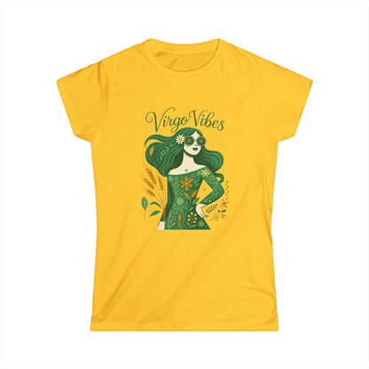 Virgo Vibes Women’s Softstyle Tee – Empowering Botanical Colorful Shirt