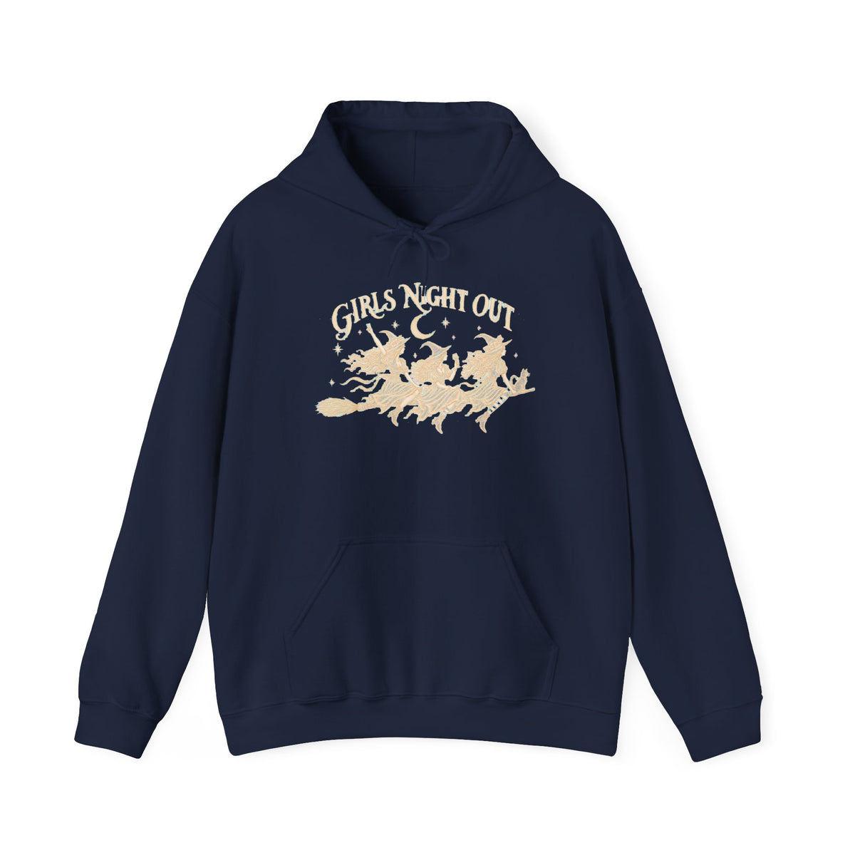 Girls Night Out Hoodie | Funny Witches on a Broom Graphic Halloween Pullover