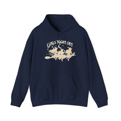 Girls Night Out Hoodie | Funny Witches on a Broom Graphic Halloween Pullover