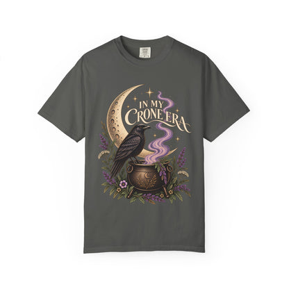 Crone Era Shirt, Witchy Gothic Botanical Raven Cauldron Tee