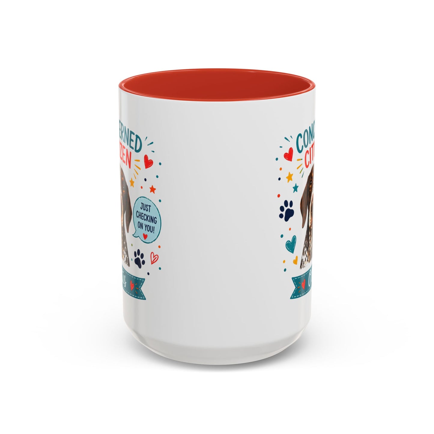 Personalized Dog Mug "Concerned Citizen" | Custom Pet Color Accent Mug with Dog Photo & Name | Funny Dog Lover Gift