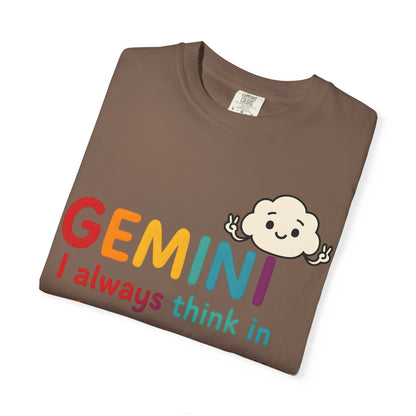 Gemini I Always Think in Air Quotes Tee – Colorful Zodiac Humor Shirt
