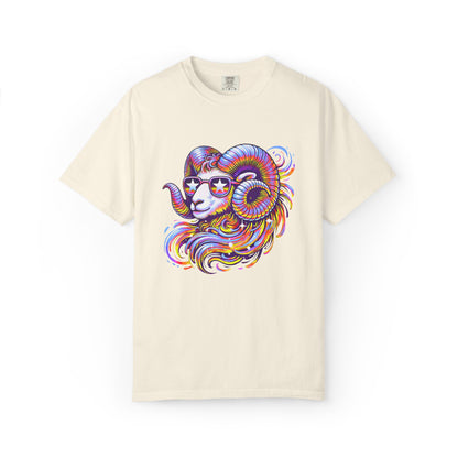 Psychedelic Aries Ram Tee – Retro Multicolor Zodiac Shirt