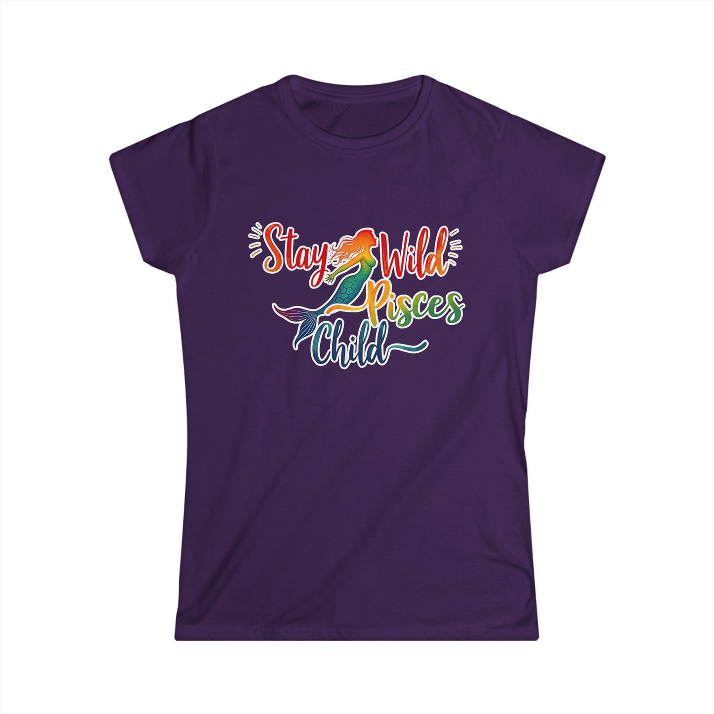 Stay Wild Pisces Child Women’s Softstyle Tee – Empowering Mermaid Zodiac Shirt
