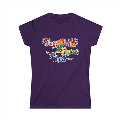 Stay Wild Pisces Child Women’s Softstyle Tee – Empowering Mermaid Zodiac Shirt