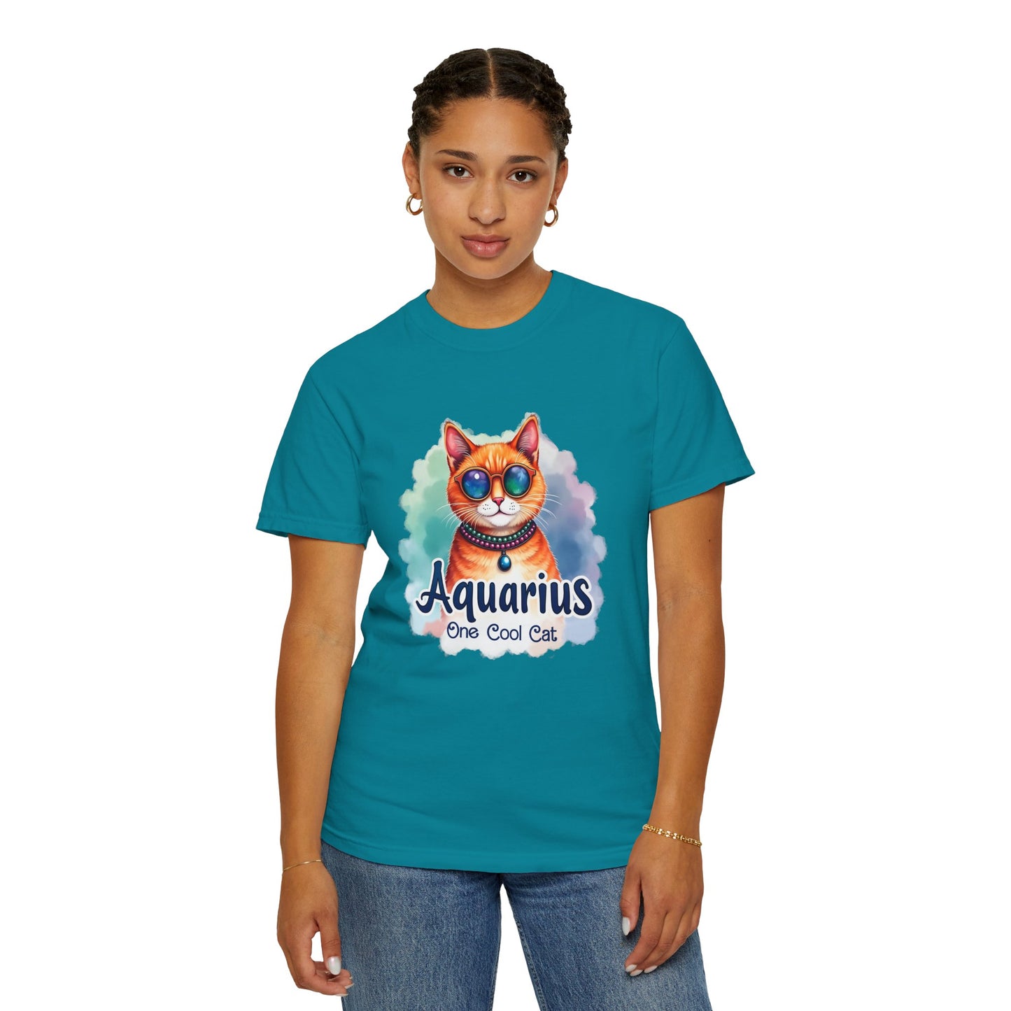 Aquarius One Cool Cat – Colorful Zodiac Shirt