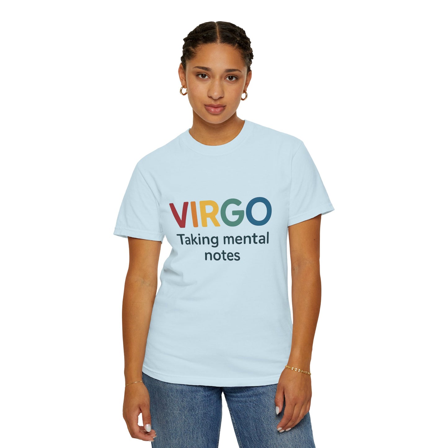 VIRGO Taking Mental Notes – Rainbow Minimalist Zodiac Tee