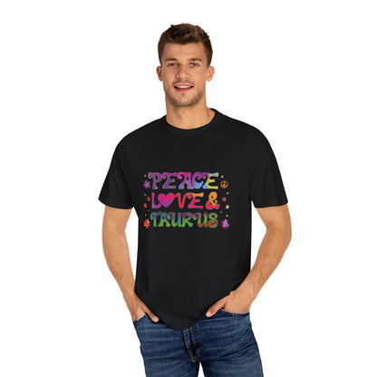 Peace Love & Taurus – Earthy Retro Zodiac Tee