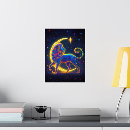 Luminous Lion – Crescent Moon Wall Art Print (Leo Zodiac Inspired)