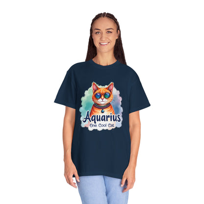 Aquarius One Cool Cat – Colorful Zodiac Shirt