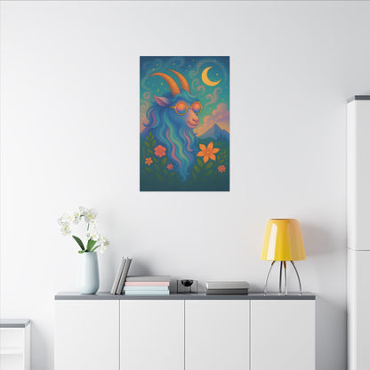 Capricorn Dreams – Radiant Retro Goat Wall Art