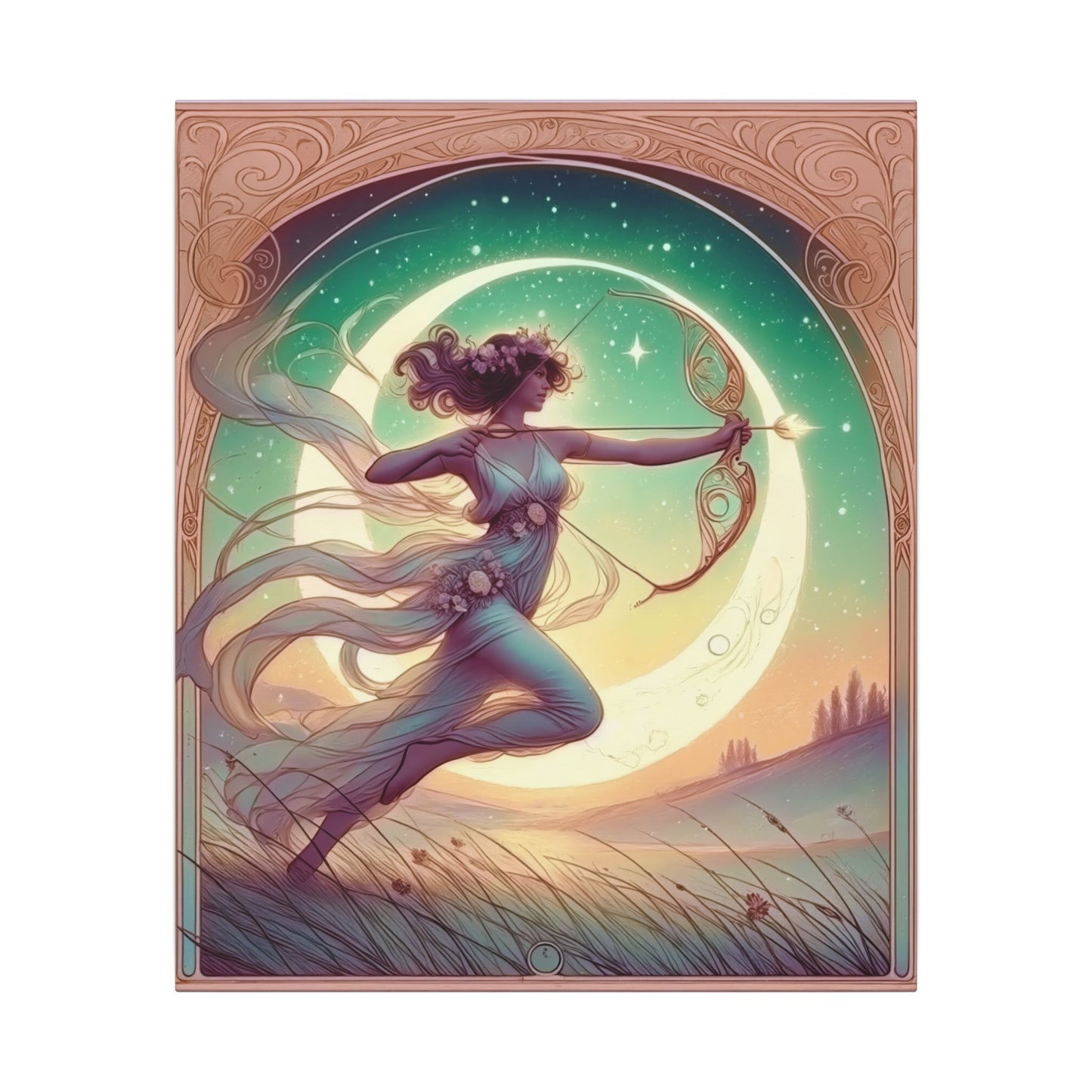Artemis Rising – Celestial Archer Art Nouveau Wall Art