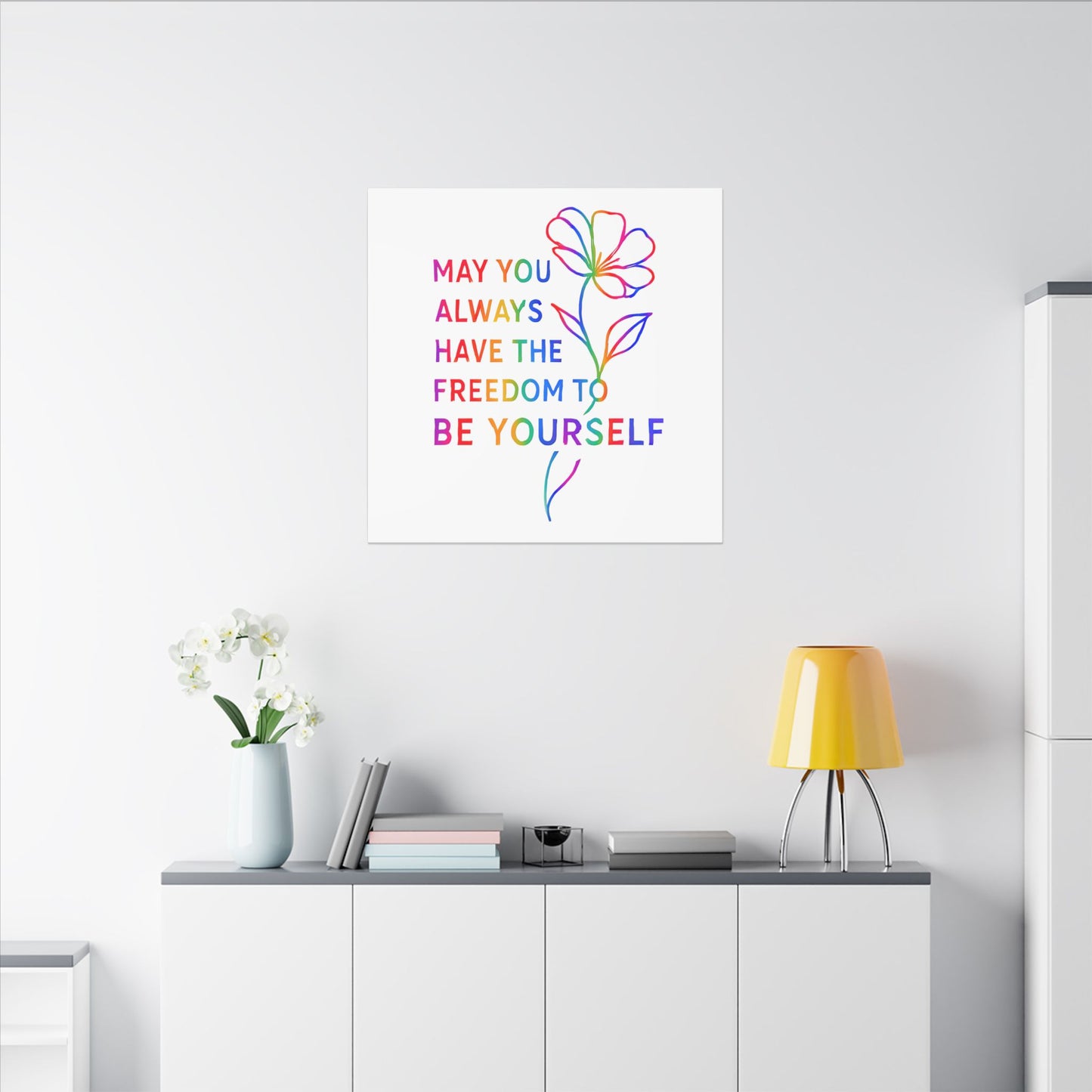May You Always Have the Freedom to Be Yourself – Rainbow Affirmation Canvas Wall Art