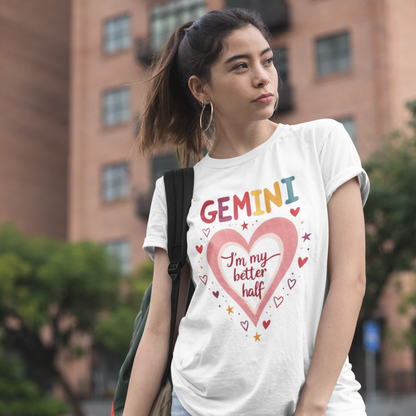 GEMINI I’m My Better Half Tee – Colorful Retro Zodiac Shirt