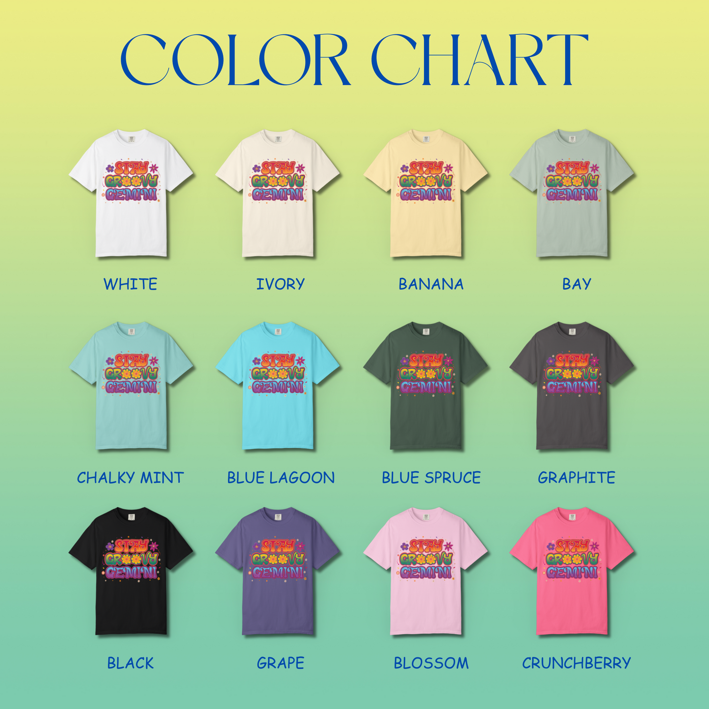 Stay Groovy Gemini – Flower Power Retro Zodiac Tee