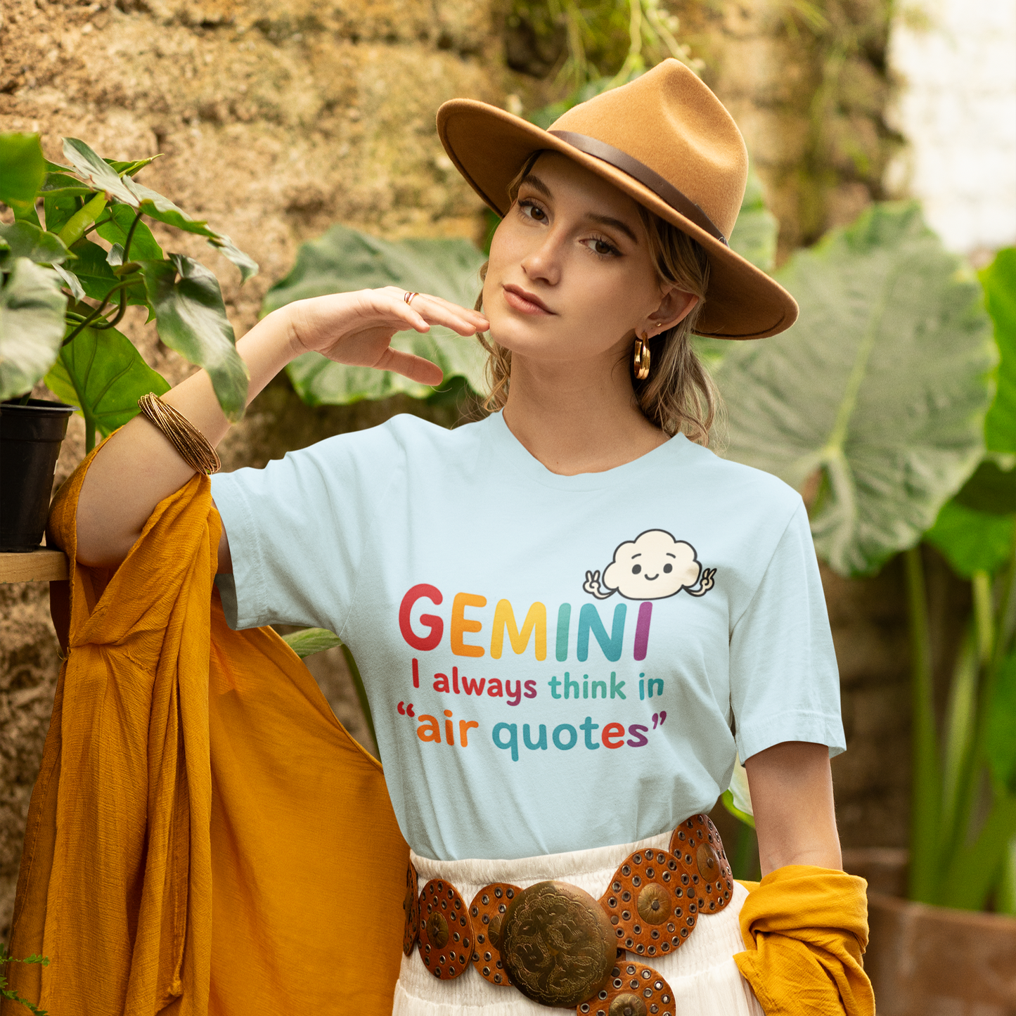 Gemini I Always Think in Air Quotes Tee – Colorful Zodiac Humor Shirt