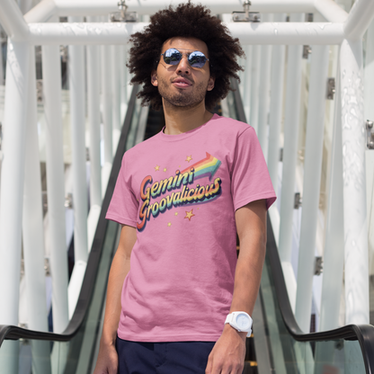 Gemini Groovalicious - Retro Rainbow Arrow Zodiac Tee