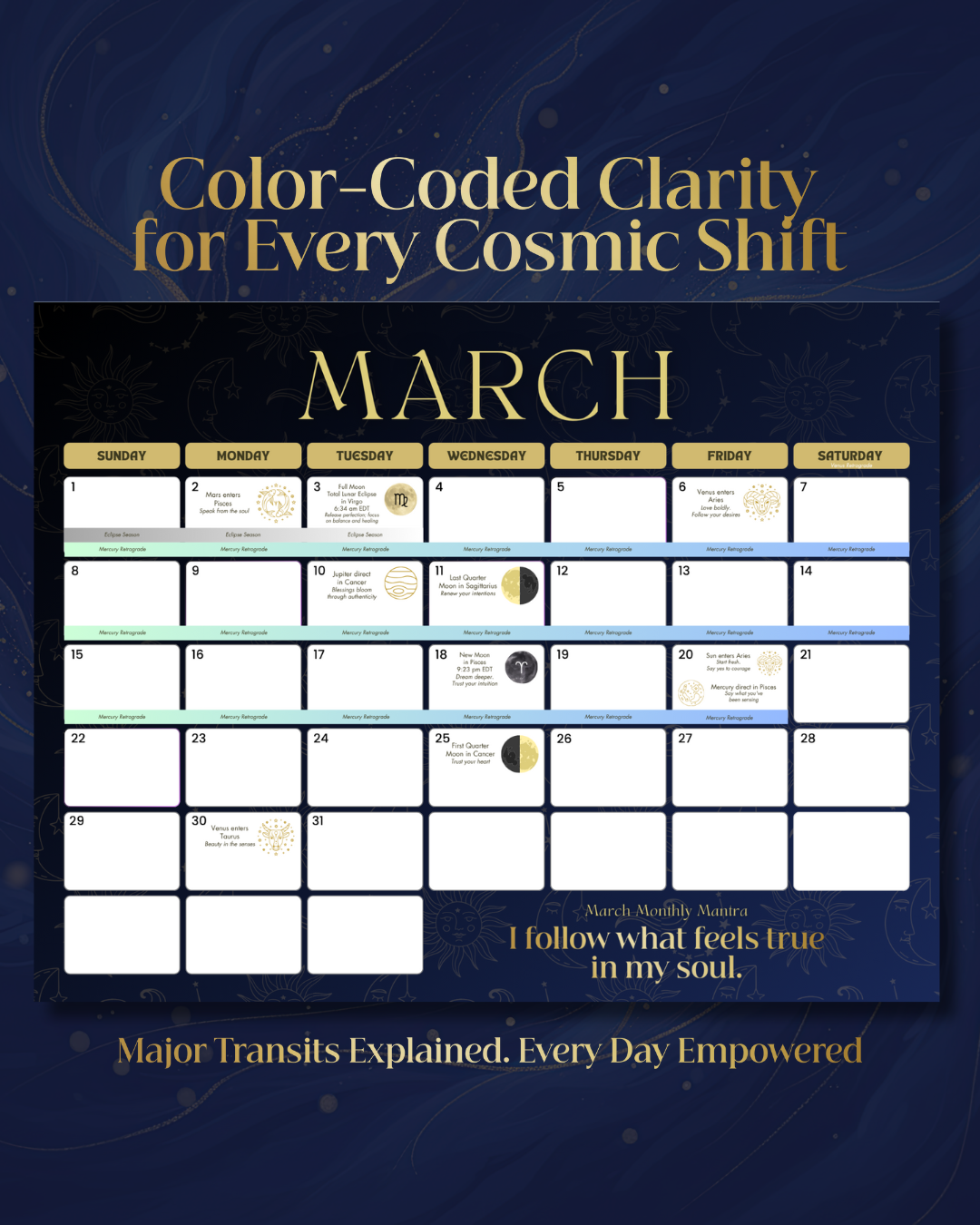 2026 Astrology Goddess Art Wall Calendar