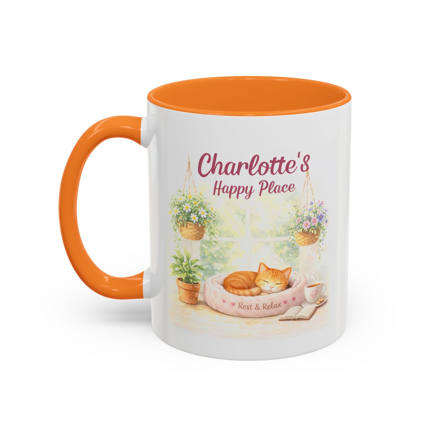 Personalized Name Cat Mug - Custom "Happy Place" Ceramic Mug for Cat Lovers