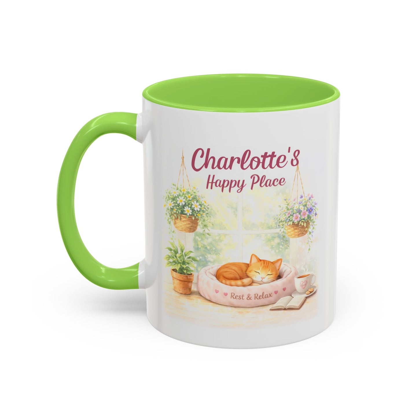 Personalized Name Cat Mug - Custom "Happy Place" Ceramic Mug for Cat Lovers