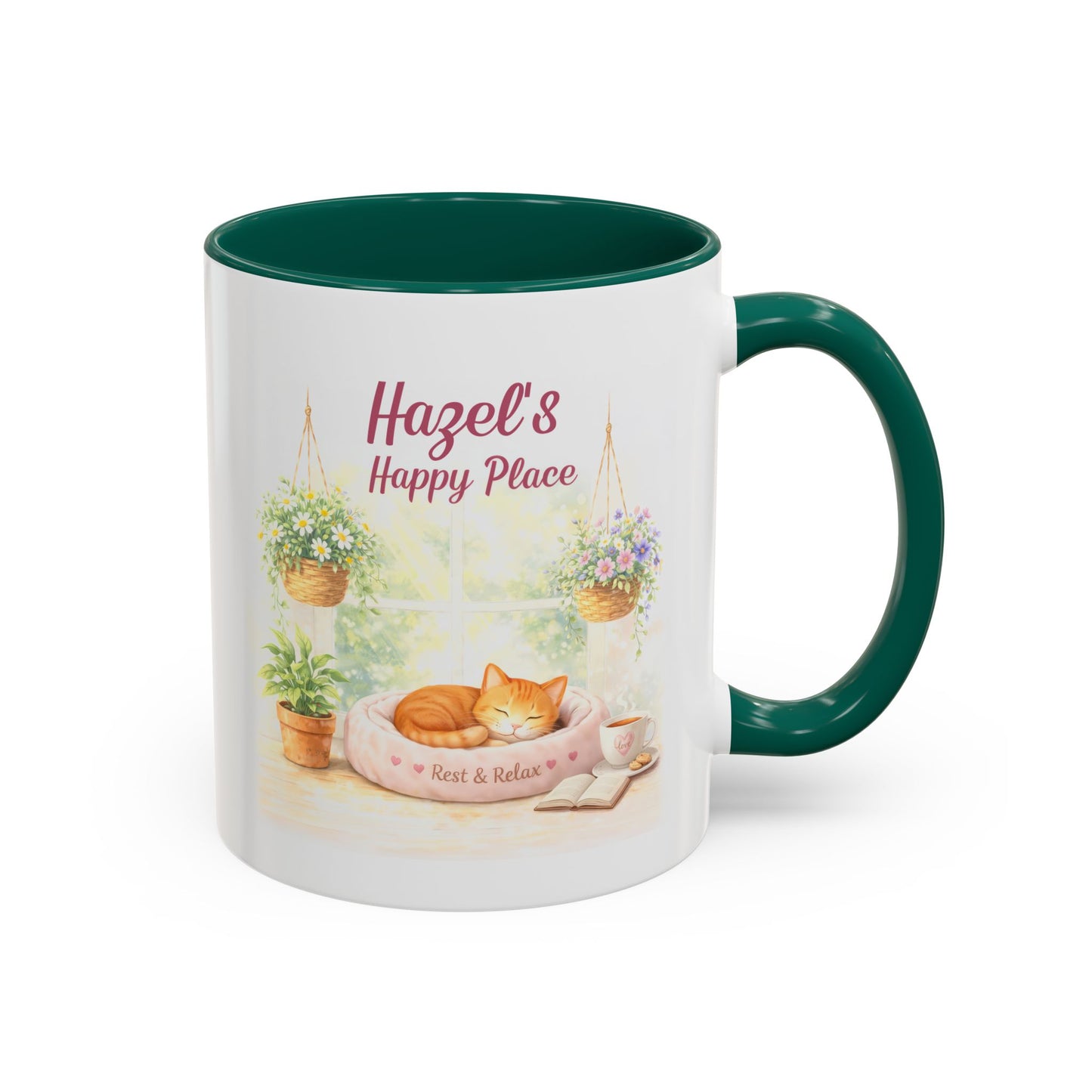 Personalized Name Cat Mug - Custom "Happy Place" Ceramic Mug for Cat Lovers