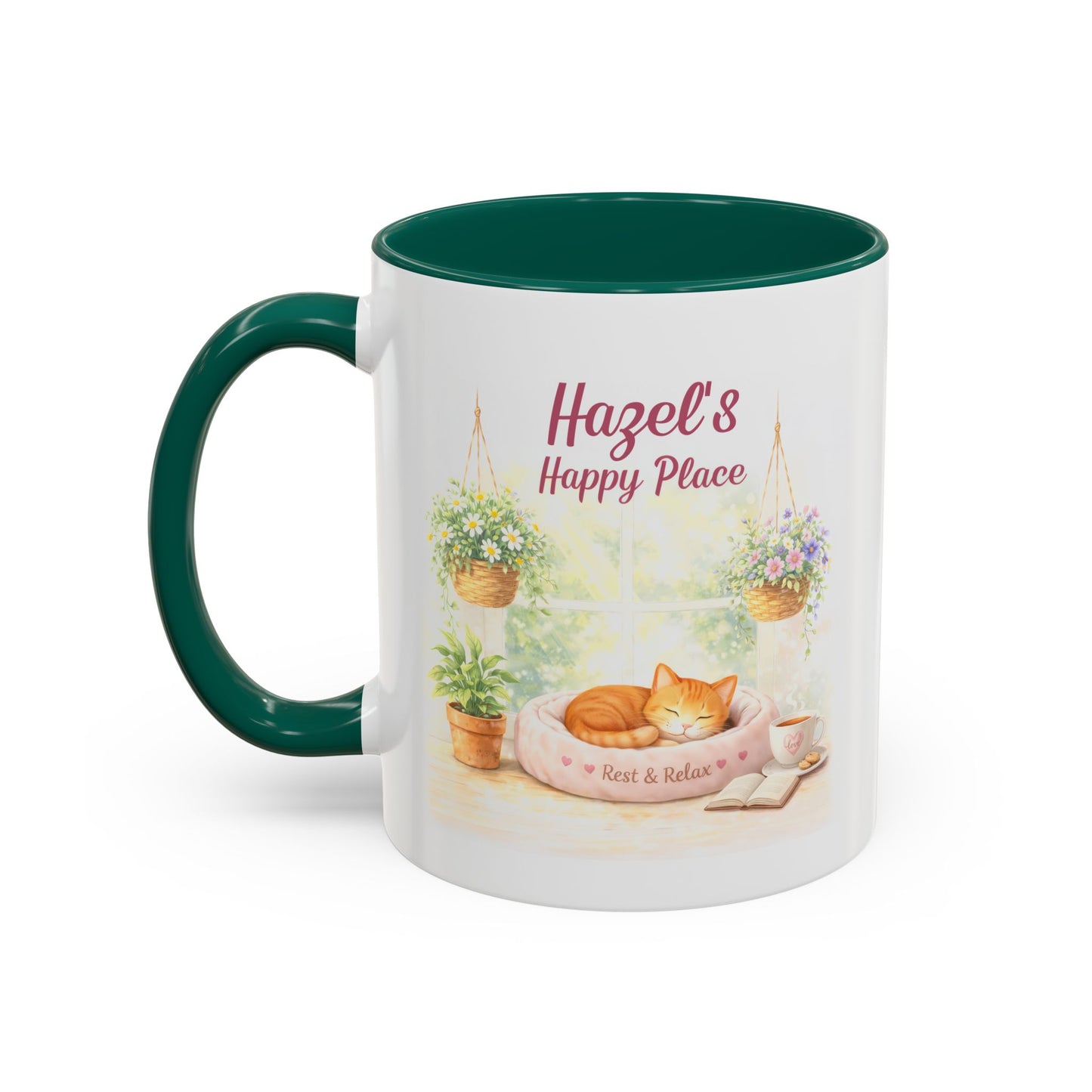 Personalized Name Cat Mug - Custom "Happy Place" Ceramic Mug for Cat Lovers