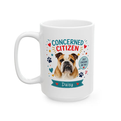 Personalized Dog Mug "Concerned Citizen" | Custom Pet Mug with Dog Photo & Name | Funny Dog Lover Gift
