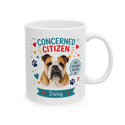 Personalized Dog Mug "Concerned Citizen" | Custom Pet Mug with Dog Photo & Name | Funny Dog Lover Gift