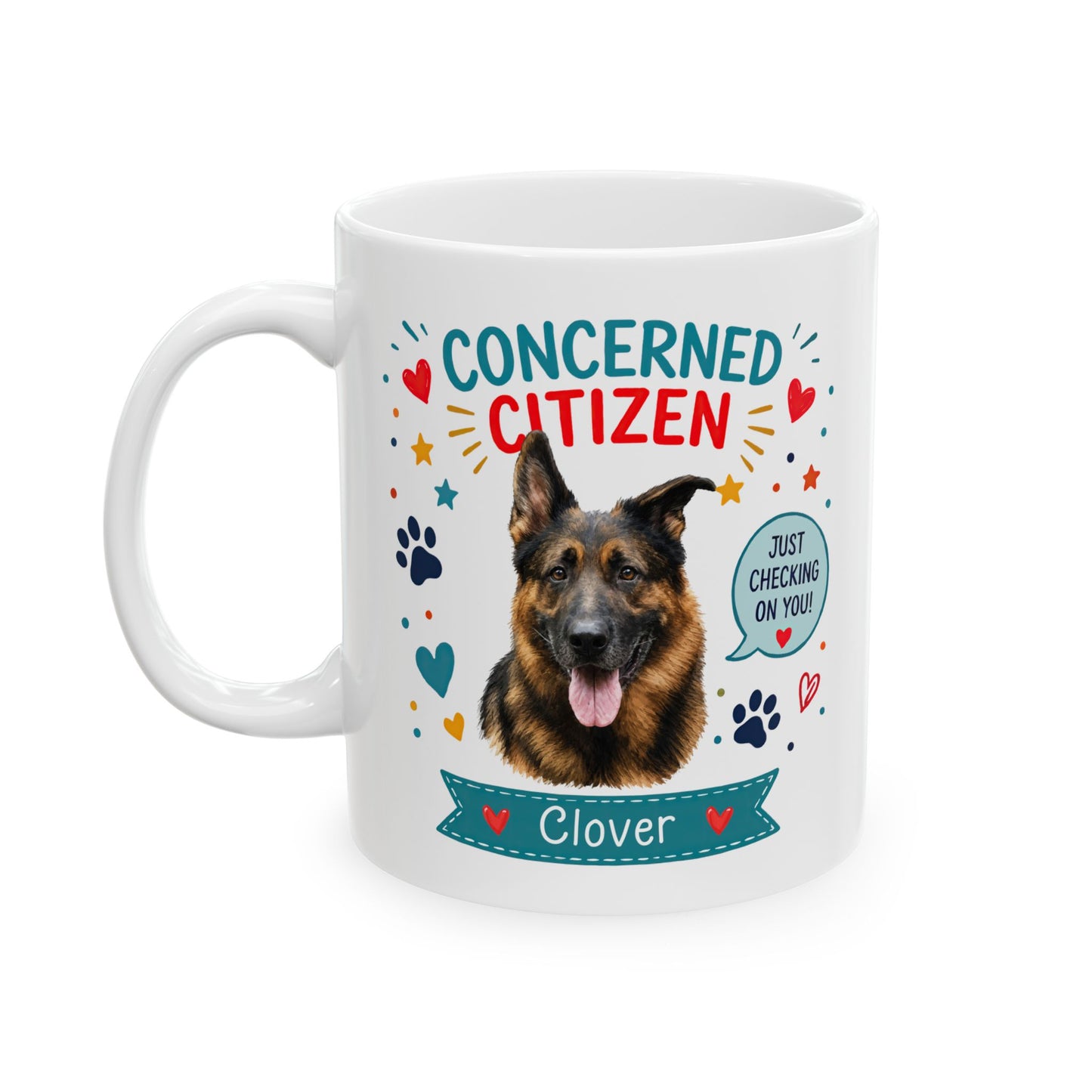 Personalized Dog Mug "Concerned Citizen" | Custom Pet Mug with Dog Photo & Name | Funny Dog Lover Gift