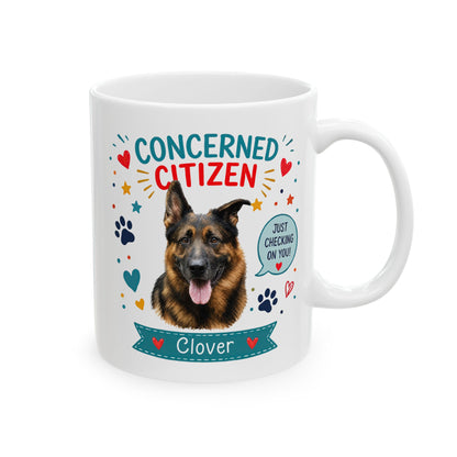Personalized Dog Mug "Concerned Citizen" | Custom Pet Mug with Dog Photo & Name | Funny Dog Lover Gift