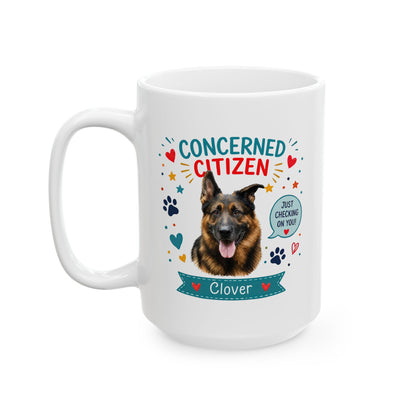Personalized Dog Mug "Concerned Citizen" | Custom Pet Mug with Dog Photo & Name | Funny Dog Lover Gift