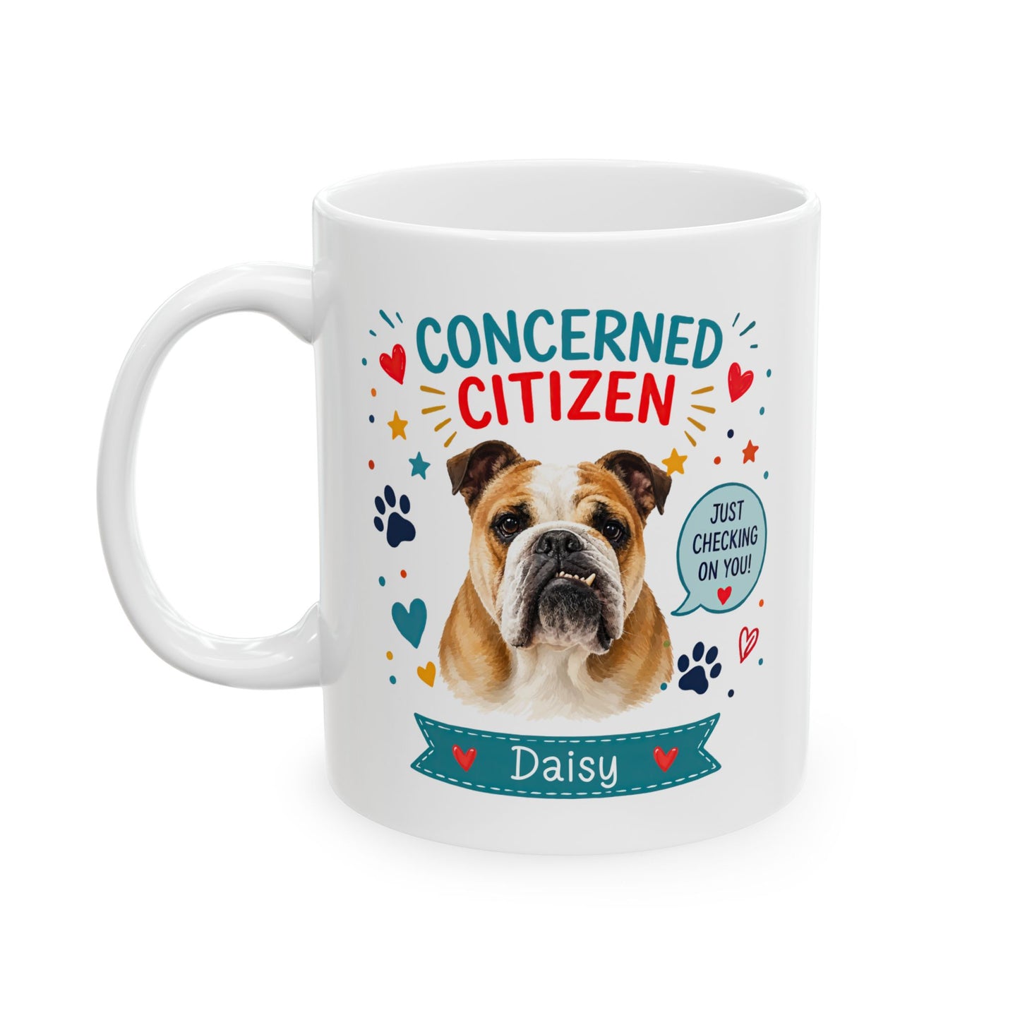 Personalized Dog Mug "Concerned Citizen" | Custom Pet Mug with Dog Photo & Name | Funny Dog Lover Gift