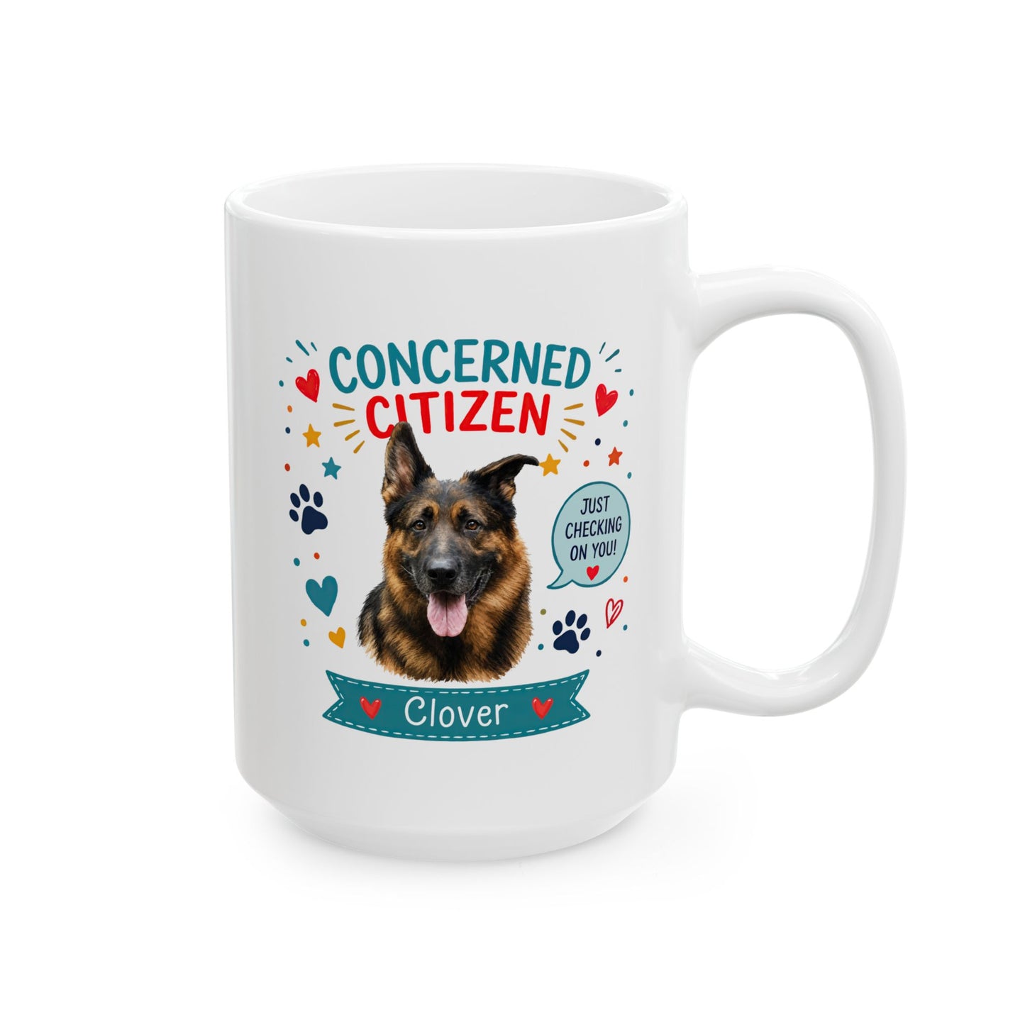Personalized Dog Mug "Concerned Citizen" | Custom Pet Mug with Dog Photo & Name | Funny Dog Lover Gift