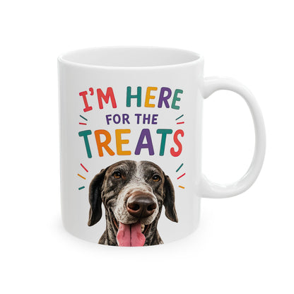 Personalized “I’m Here for the Treats”Dog Mug | Custom Pet Photo Color Accent Mug |  Funny Dog Lover Gift