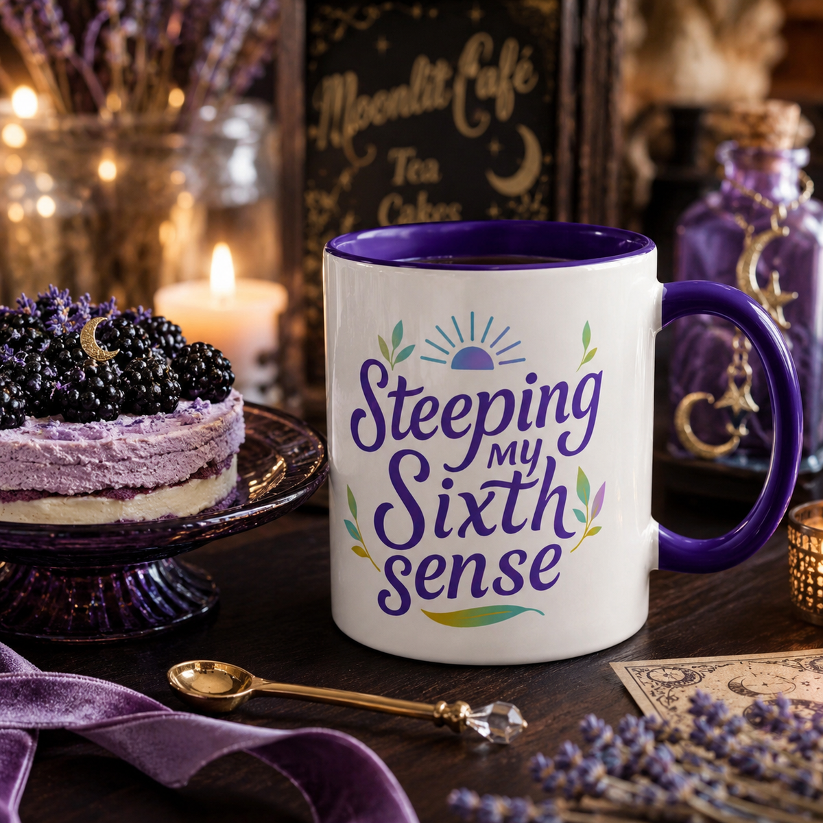 Steeping My Sixth Sense – Fun and Herby Tea Lover Mug (Pink Accent, 11oz & 15oz)