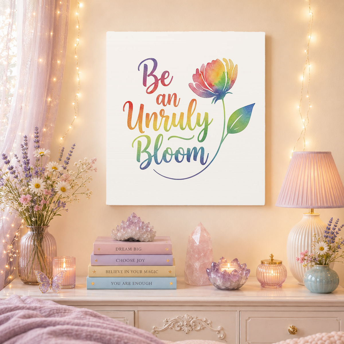 Be an Unruly Bloom – Colorful Inspirational Wall Art | Eco-friendly Canvas