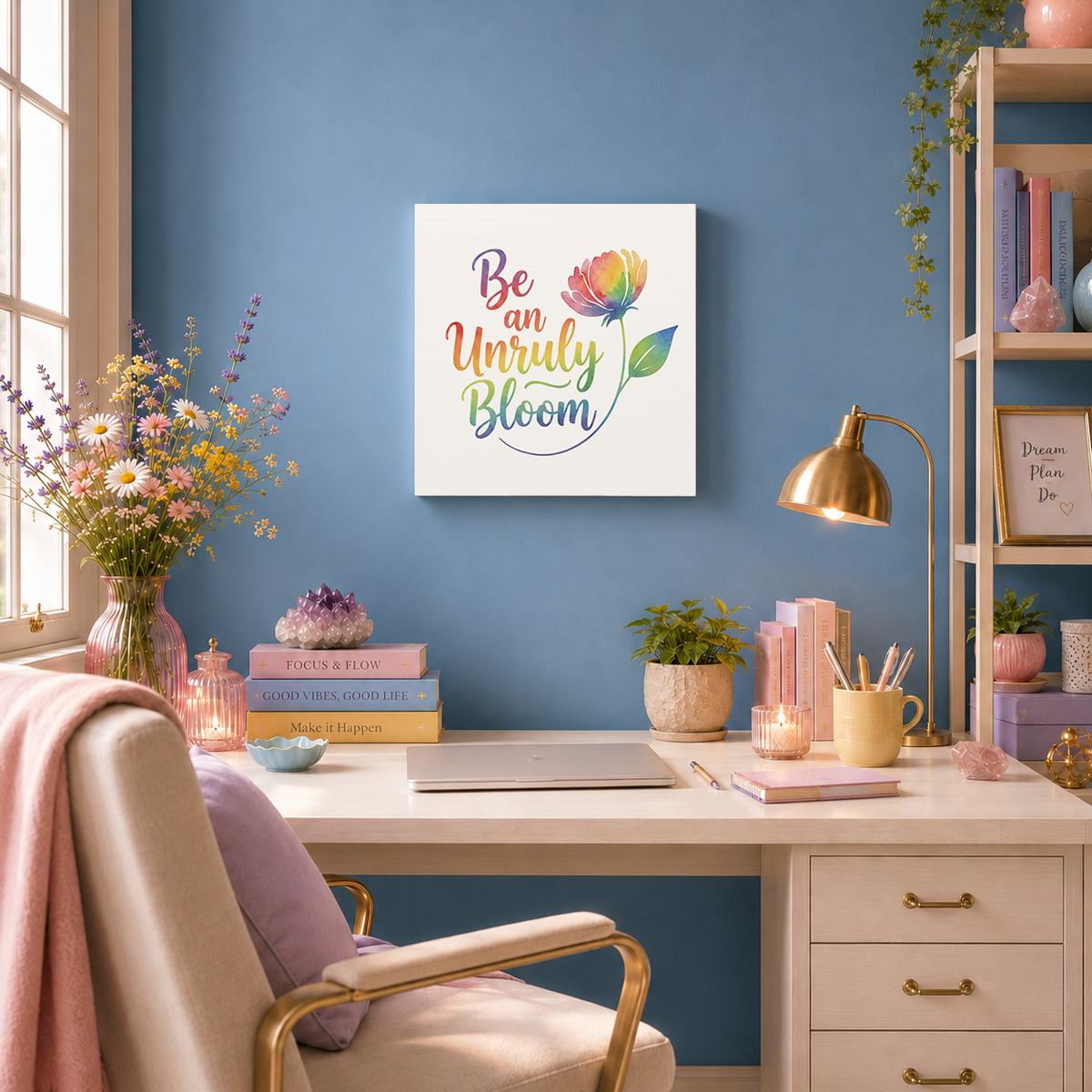 Be an Unruly Bloom – Colorful Inspirational Wall Art | Eco-friendly Canvas