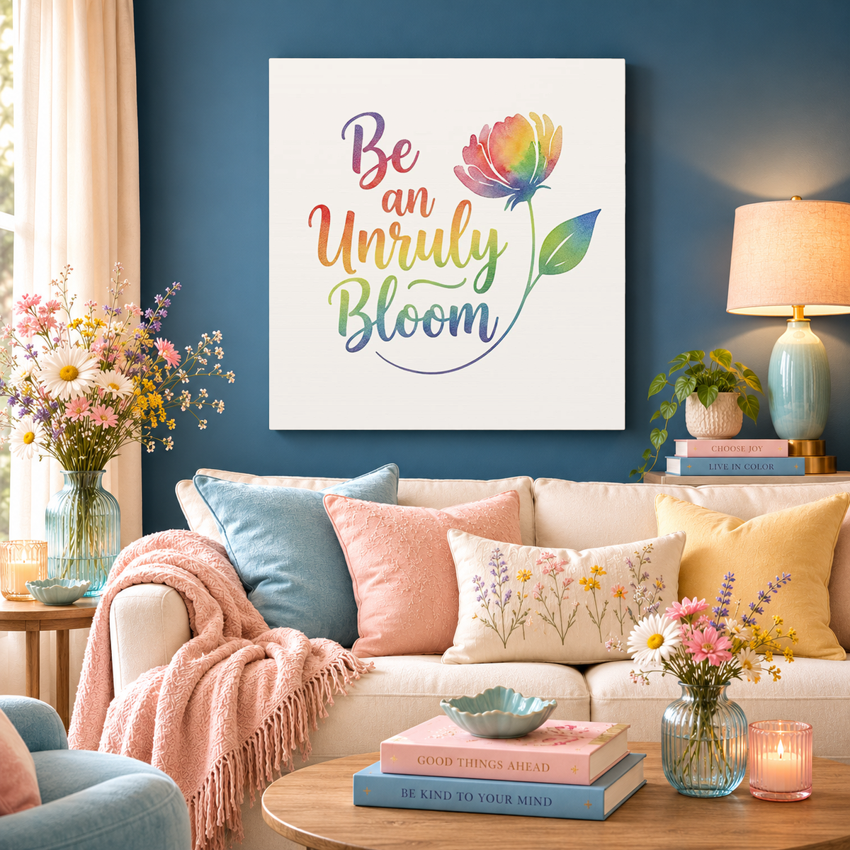 Be an Unruly Bloom – Colorful Inspirational Wall Art | Eco-friendly Canvas