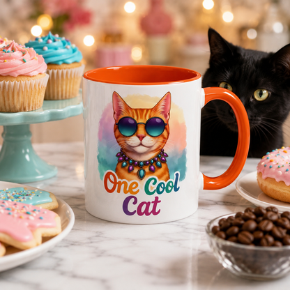 One Cool Cat – Groovy Fun Colorful Kitty Mug (11oz & 15oz)