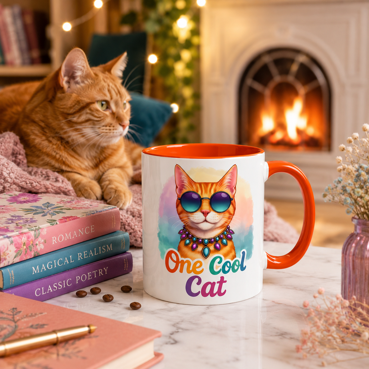 One Cool Cat – Groovy Fun Colorful Kitty Mug (11oz & 15oz)
