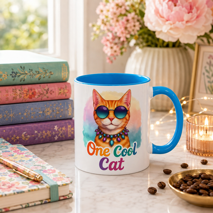One Cool Cat – Groovy Fun Colorful Kitty Mug (11oz & 15oz)