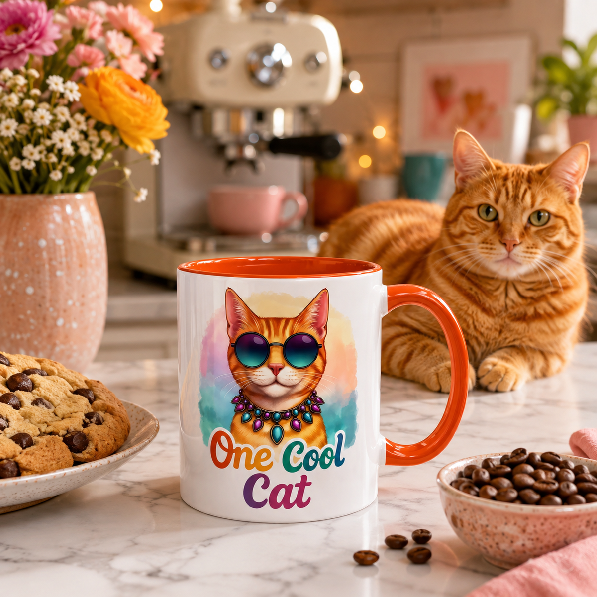 One Cool Cat – Groovy Fun Colorful Kitty Mug (11oz & 15oz)