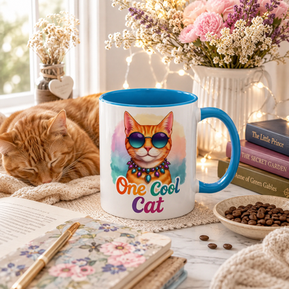 One Cool Cat – Groovy Fun Colorful Kitty Mug (11oz & 15oz)