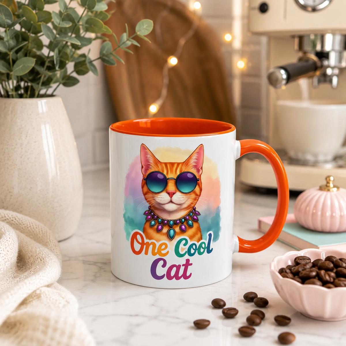 One Cool Cat – Groovy Fun Colorful Kitty Mug (11oz & 15oz)