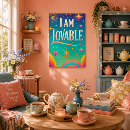 I AM LOVABLE - Colorful Affirmation Canvas Wall Art