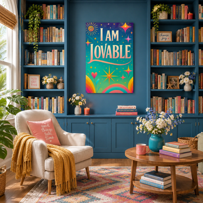 I AM LOVABLE - Colorful Affirmation Canvas Wall Art