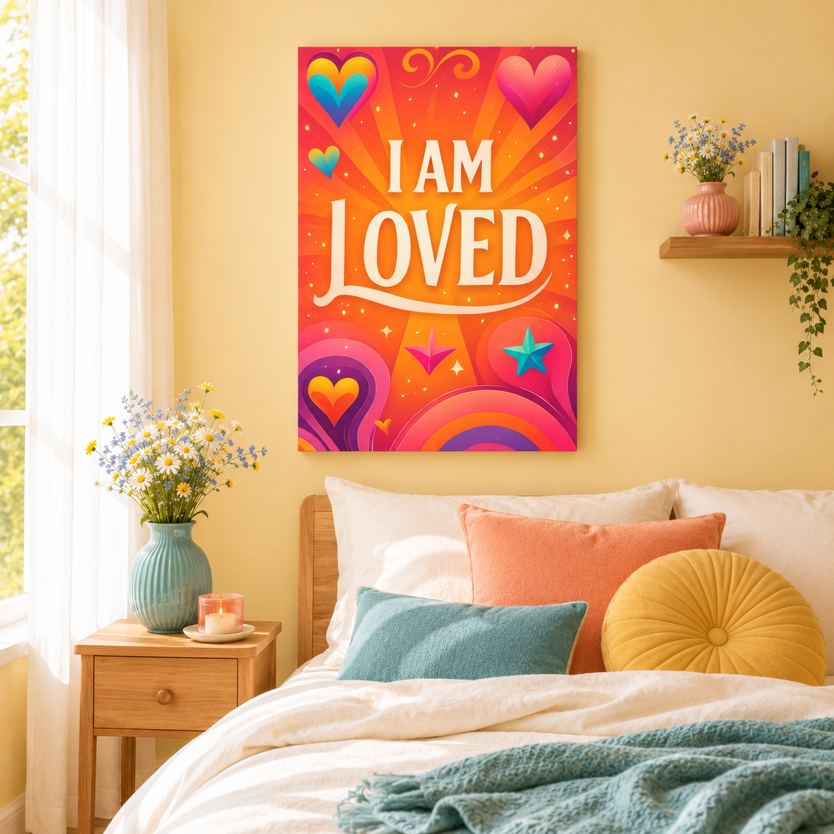 I AM LOVED – Colorful Affirmation Canvas Wall Art