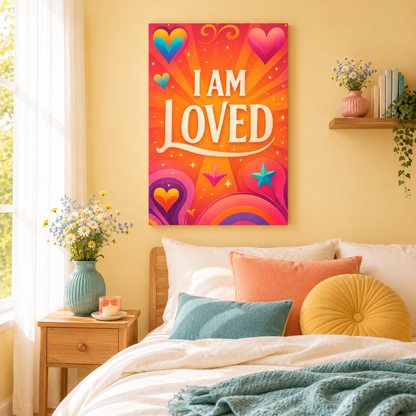 I AM LOVED – Colorful Affirmation Canvas Wall Art
