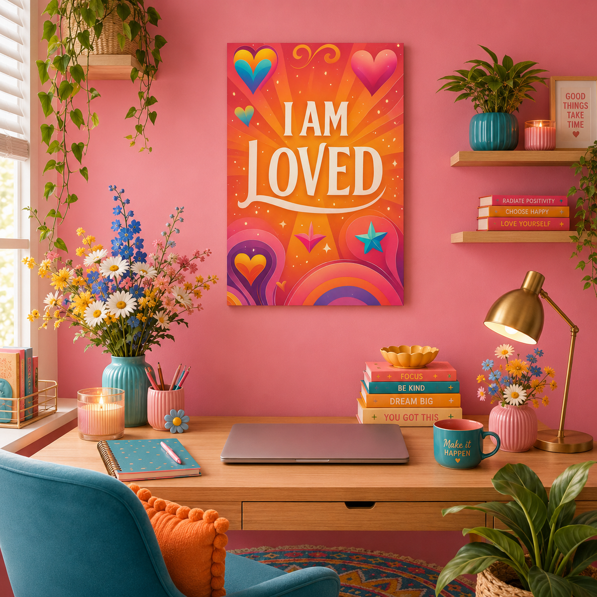 I AM LOVED – Colorful Affirmation Canvas Wall Art